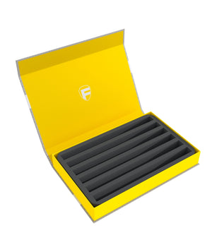 Feldherr Magnetic Box amarillo para maquetas de locomotoras, vagones y vehículos - 6 ranuras para el indicador Z - vertical