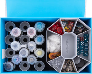 Feldherr Magnetbox blau für 18 Citadel Farbtöpfchen (18 ml / 24 ml) + Spielmaterial