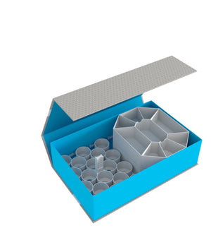 Feldherr Magnetbox blau für 18 Citadel Farbtöpfchen (18 ml / 24 ml) + Spielmaterial