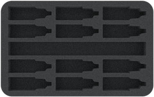 HSMEHHH035BO plateau en mousse pour 12 modèles de flacons et pinceaux couleur