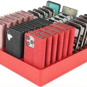 Feldherr Klassensatz Handyparkplatz XL für Schulen und Ausbildungsbetriebe - 33 Fächer für große Smartphones und Klapphüllen