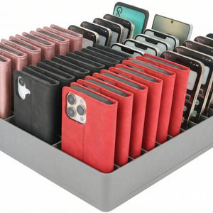 Feldherr Klassensatz Handyparkplatz XL für Schulen und Ausbildungsbetriebe - 33 Fächer für große Smartphones und Klapphüllen