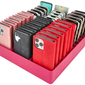 Feldherr Klassensatz Handyparkplatz XL für Schulen und Ausbildungsbetriebe - 33 Fächer für große Smartphones und Klapphüllen