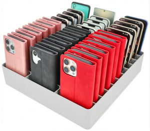 Feldherr Klassensatz Handyparkplatz XL für Schulen und Ausbildungsbetriebe - 33 Fächer für große Smartphones und Klapphüllen