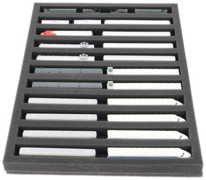 IU030A001 Inserto de espuma Feldherr para maquetas de trenes - escala Z - 11 compartimentos - para almacenamiento horizontal