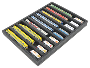 IU035A003 Inserto de espuma Feldherr para maquetas de trenes - escala N - 9 compartimentos - para almacenamiento horizontal