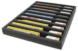 IU035A003 Inserto de espuma Feldherr para maquetas de trenes - escala N - 9 compartimentos - para almacenamiento horizontal