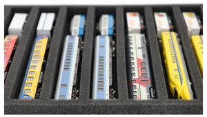 IU035A003 Inserto de espuma Feldherr para maquetas de trenes - escala N - 9 compartimentos - para almacenamiento horizontal