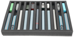 IU040A002 Inserto de espuma Feldherr para maquetas de trenes - escala N - 11 compartimentos - para almacenamiento vertical