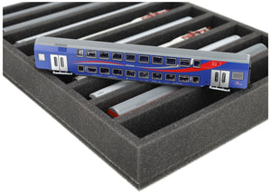 IU050A001 Inserto de espuma Feldherr para maquetas de trenes - escala TT - 9 compartimentos - para almacenamiento vertical