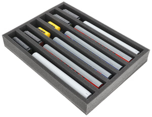 IU050A002 Inserto de espuma Feldherr para maquetas de trenes - escala TT - 6 compartimentos - para almacenamiento vertical