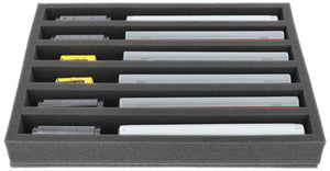 IU050A002 Inserto de espuma Feldherr para maquetas de trenes - escala TT - 6 compartimentos - para almacenamiento vertical