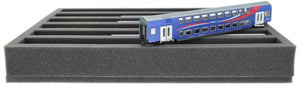 IU050A002 Inserto de espuma Feldherr para maquetas de trenes - escala TT - 6 compartimentos - para almacenamiento vertical