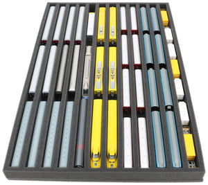 JV040A001 Inserto in schiuma Feldherr per modellismo ferroviario - scala N - 12 scomparti - per stoccaggio in verticale