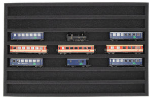 Foam insert for model railway - H0e scale - 7 compartments - for horizontal storage - JV040A007