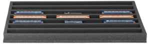 Foam insert for model railway - H0e scale - 7 compartments - for horizontal storage - JV040A007