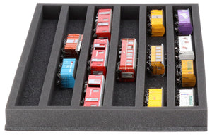 JV045A002 Feldherr Schaumstoffeinlage für Modelleisenbahn - Spur H0m - 6 Fächer - für liegende Aufbewahrung