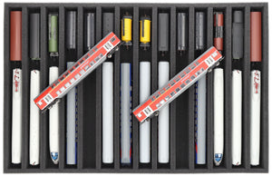 JV050A001 Inserto de espuma Feldherr para maquetas de trenes - escala TT - 14 compartimentos - para almacenamiento vertical