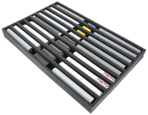 JV050A002 Wkładka piankowa Feldherr do modelu kolejowego - skala TT - 9 przedziałów - do przechowywania w pozycji pionowej