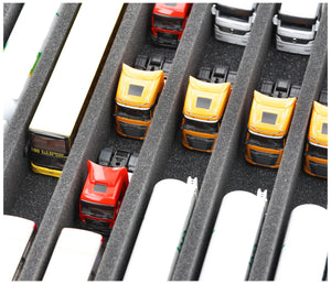 JV055A004 Inserto de espuma para maquetas de coches 1:87 - Camiones, autobuses, vehículos utilitarios - 8 compartimentos