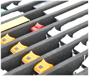JV055A004 Inserto de espuma para maquetas de coches 1:87 - Camiones, autobuses, vehículos utilitarios - 8 compartimentos