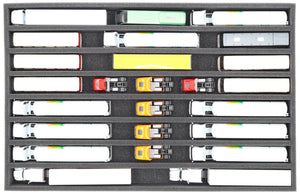 JV055A004 Inserto de espuma para maquetas de coches 1:87 - Camiones, autobuses, vehículos utilitarios - 8 compartimentos