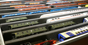ZLUHO043BO 1005 x 715 x 43 mm Schaumstoffeinlage für Spur H0 - liegend - 10 Stege für Modelleisenbahn Loks, Wagons und Fahrzeuge