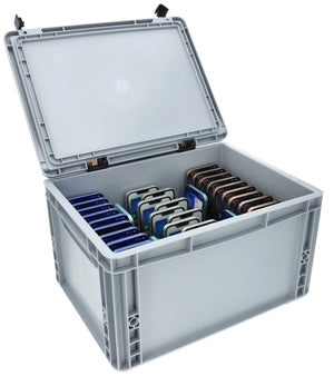 Feldherr Euro Box con coperchio e schiuma per 34 smartphone