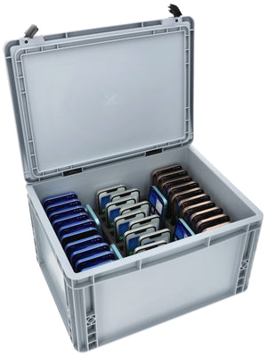 Feldherr Euro Box con coperchio e schiuma per 34 smartphone