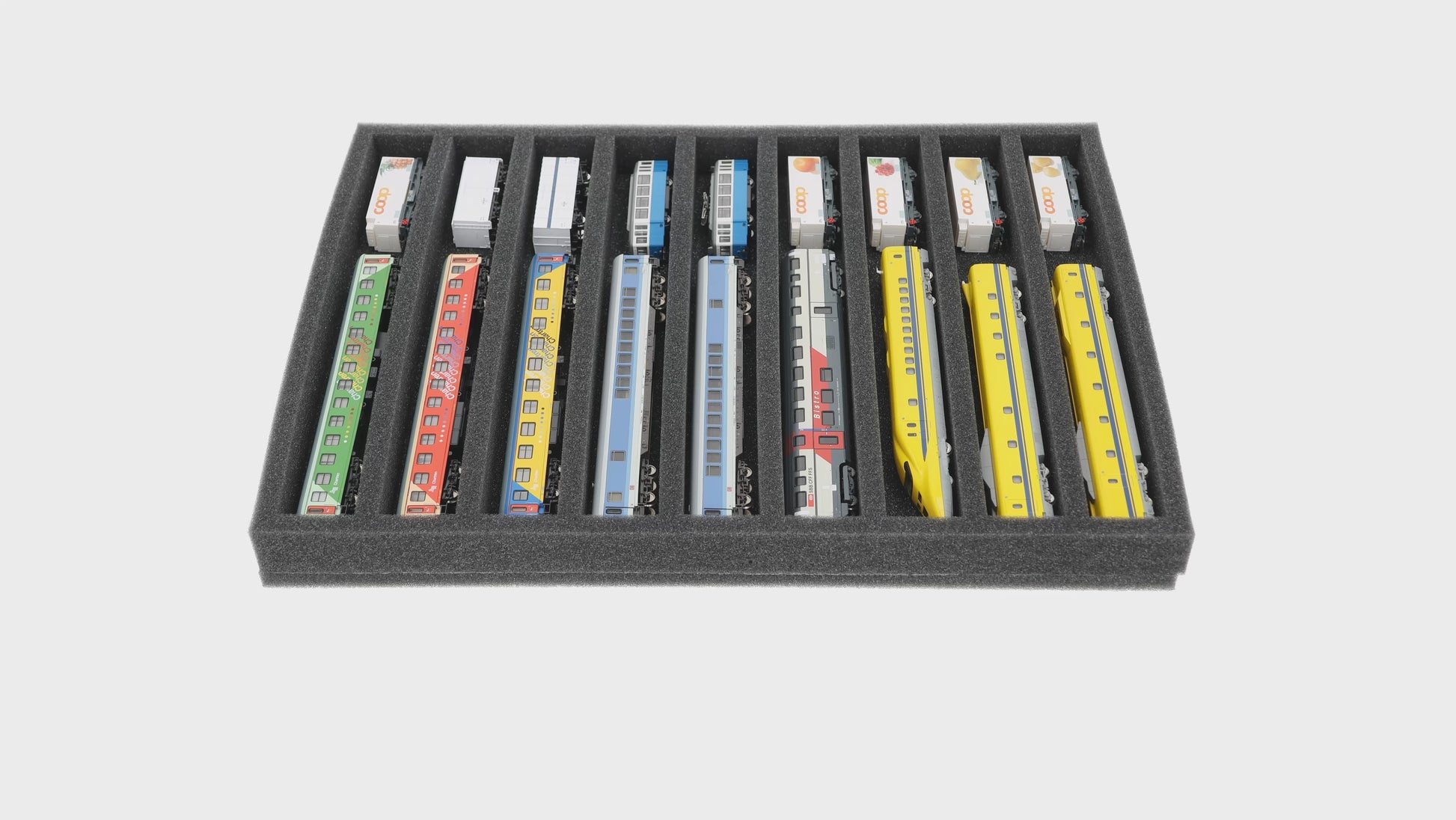 IU035A003 Feldherr foam insert for model railway - N scale - 9 compartments - for horizontal storage